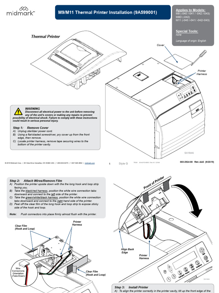 M9/M11 Thermal Printer Installation Guide | PDF | Sterilization ...