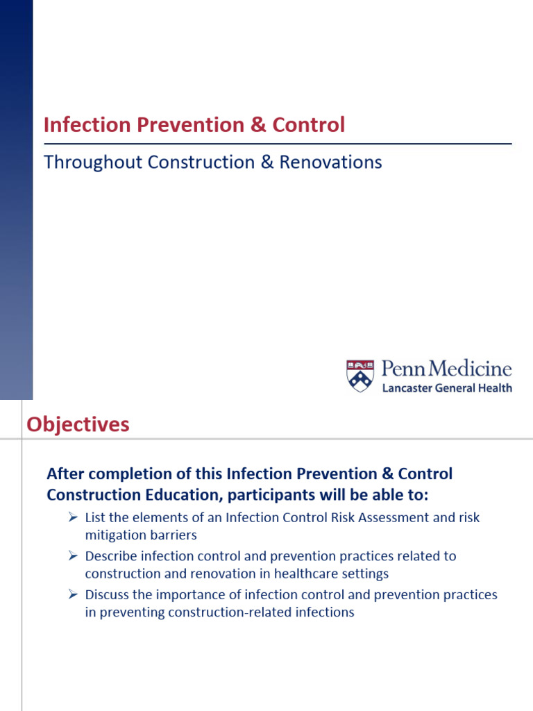 Infection Control in Healthcare Construction | PDF | Infection | Risk