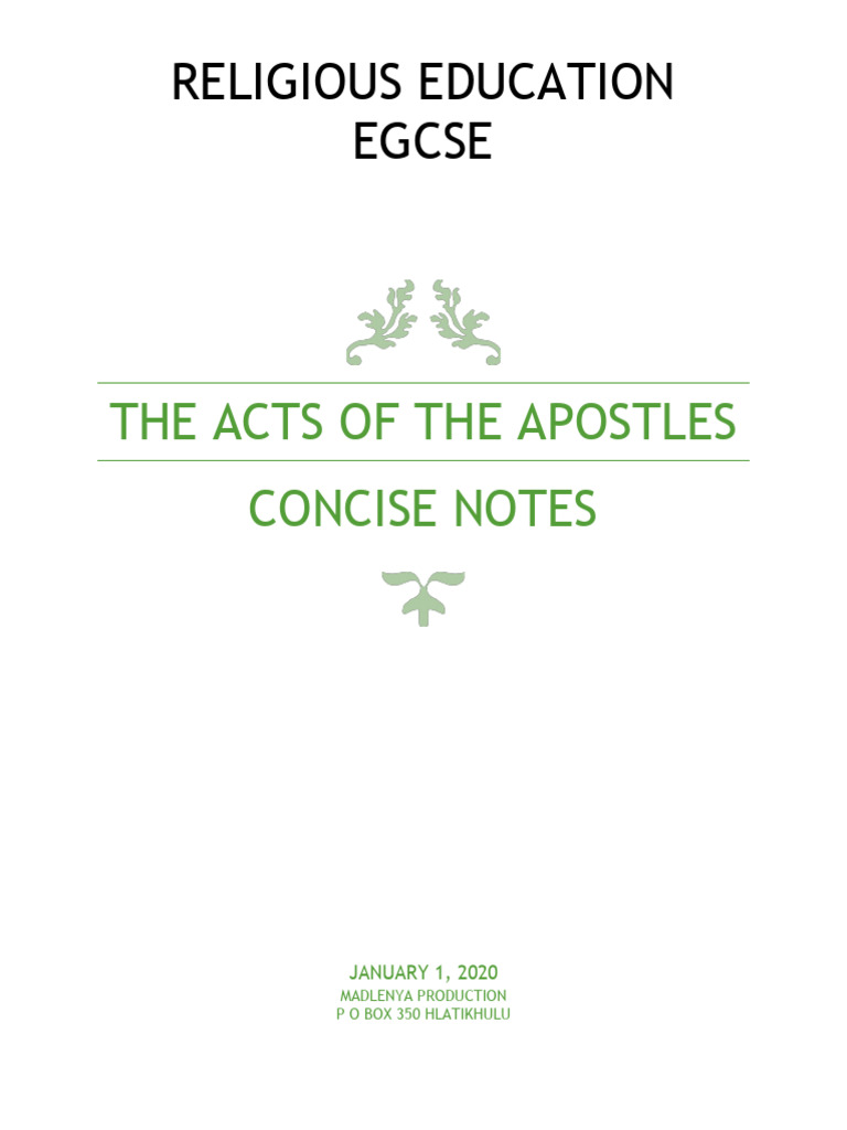 Acts of the Apostles: Key Insights | PDF | Acts Of The Apostles | Paul ...