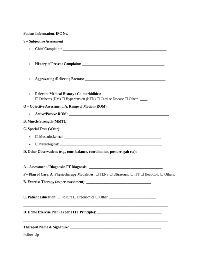 SOAP Assessment Form Template | PDF