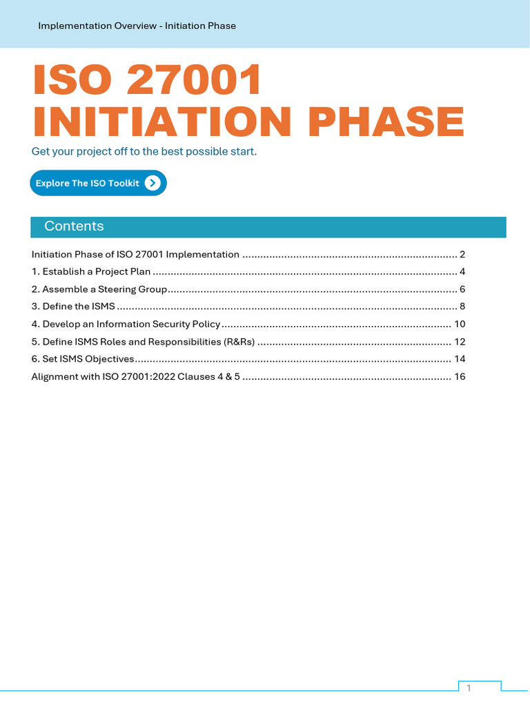 ISO 27001 Initiation Phase Guide | PDF | Information Security | Goal