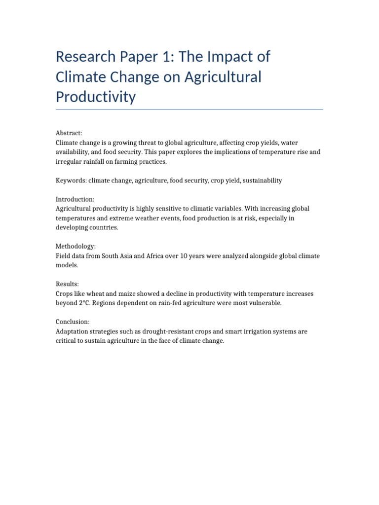 Climate Change's Effect on Agriculture | PDF