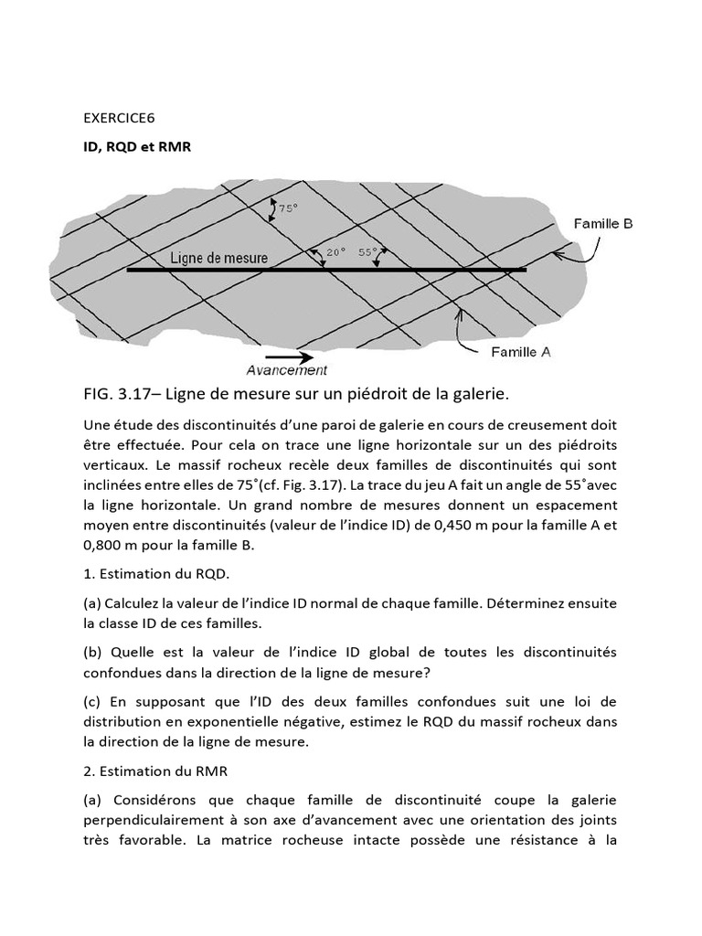 Estimation du RQD et RMR en géotechnique | PDF