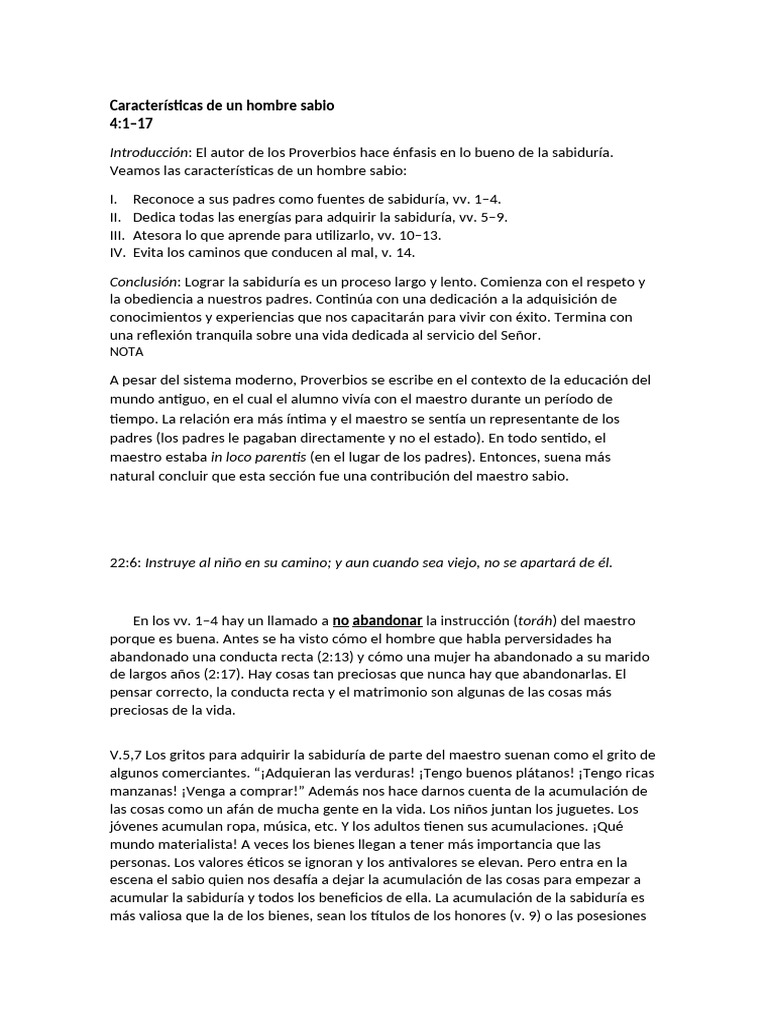 Características de Un Hombre Sabio PDF Sabiduría