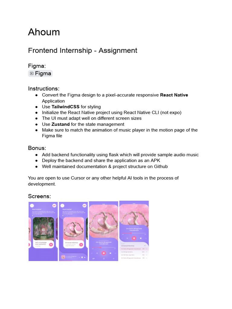 Ahoum Frontend Internship Assignment | PDF