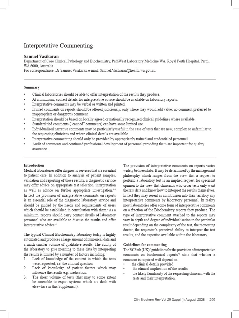 Interpretative Commenting | PDF | Medical Specialties | Clinical Medicine