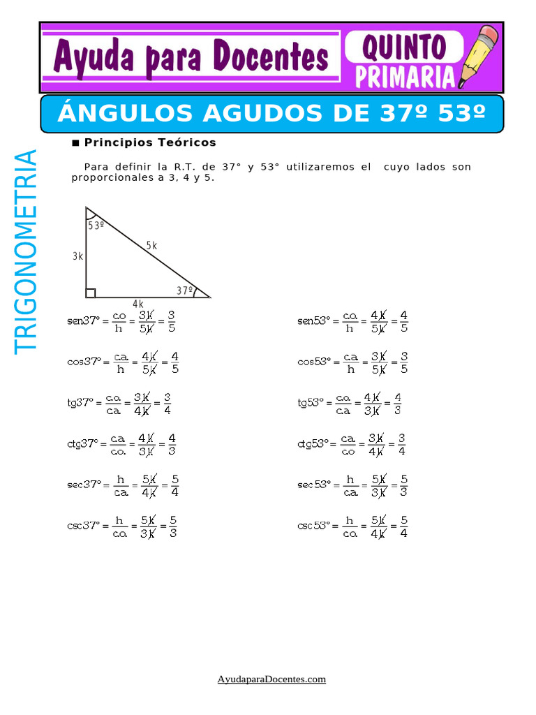 Cálculos de Ángulos 37° y 53° | PDF