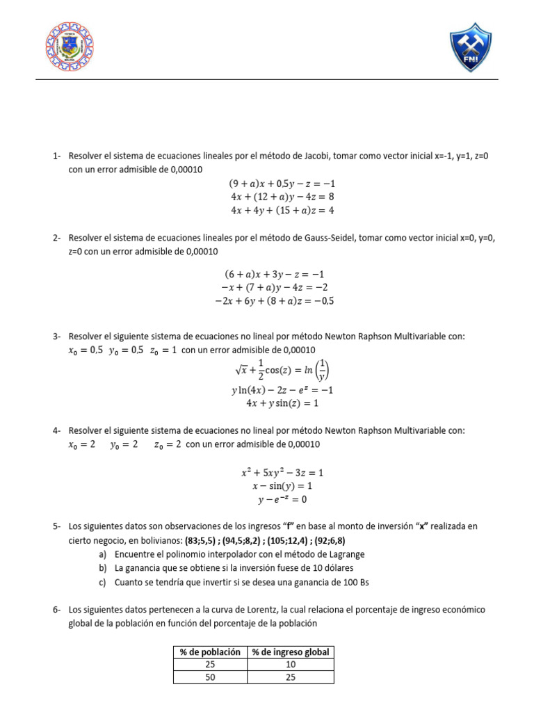 Practica 2 Mat 1105 H | PDF | Objetos matemáticos | Ciencia computacional