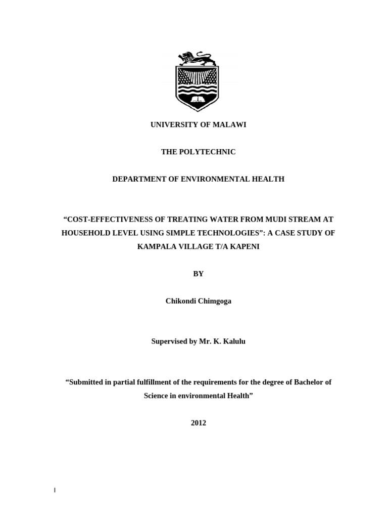 Chikondi Chimgoga Final Project Draft Report | PDF | Drinking Water ...