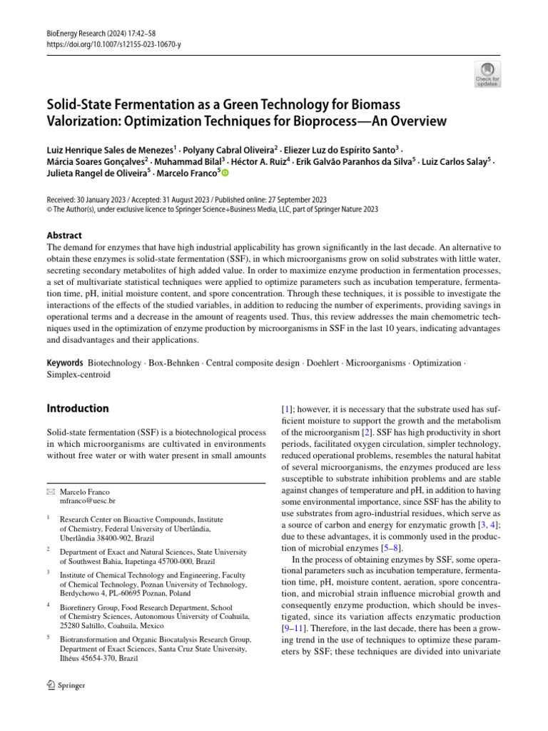 Solid-State Fermentation Optimization Techniques | PDF | Enzyme ...