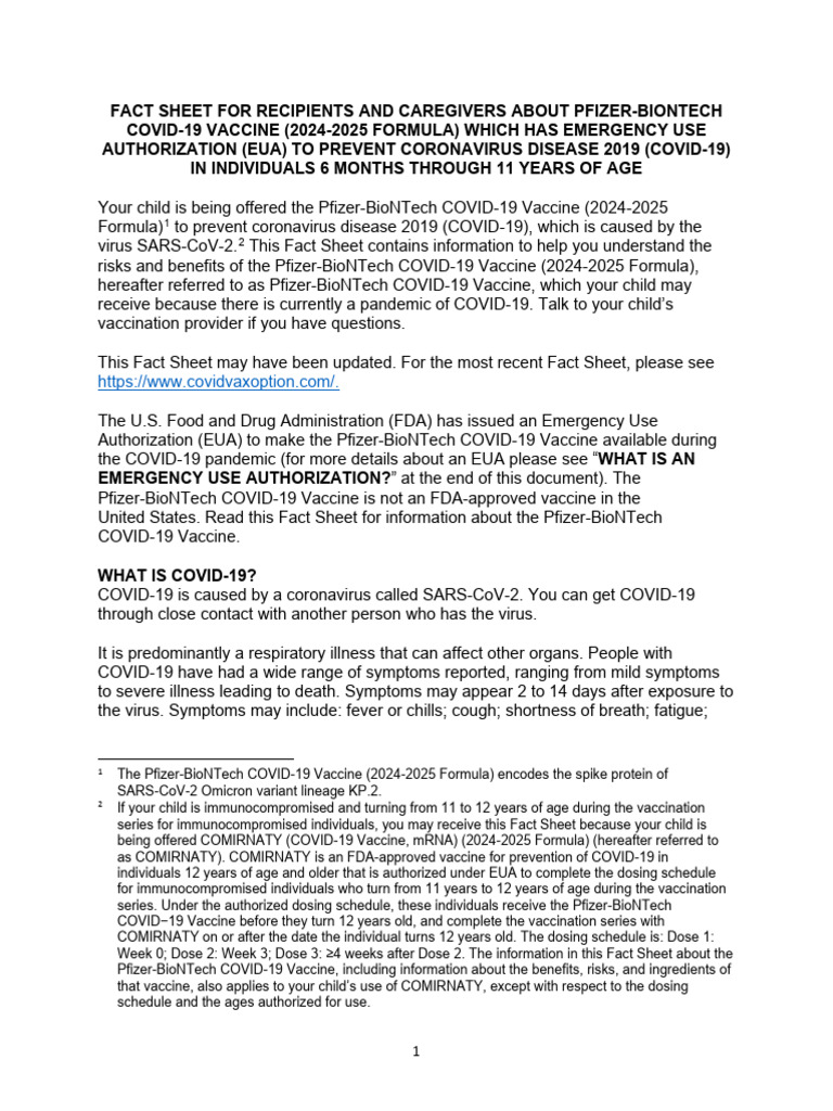 Pfizer-BioNTech COVID-19 Vaccine Info for Kids | PDF | Vaccines ...