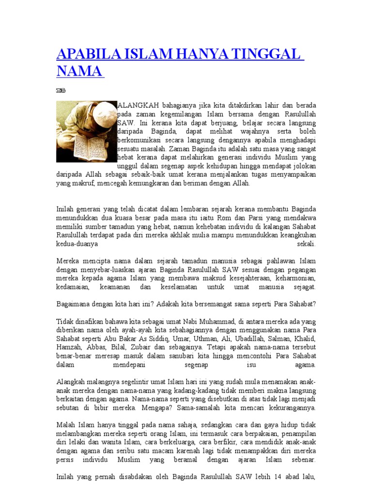 Apabila Islam Hanya Tinggal Nama Pdf