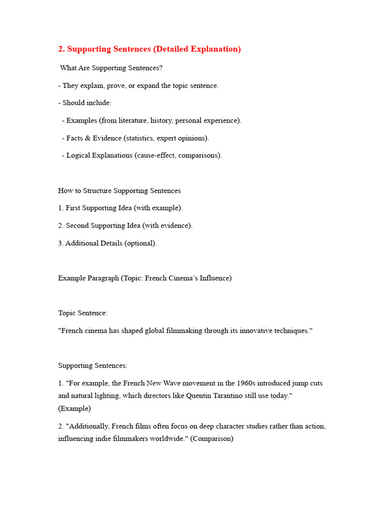 How to Write Effective Supporting Sentences | PDF