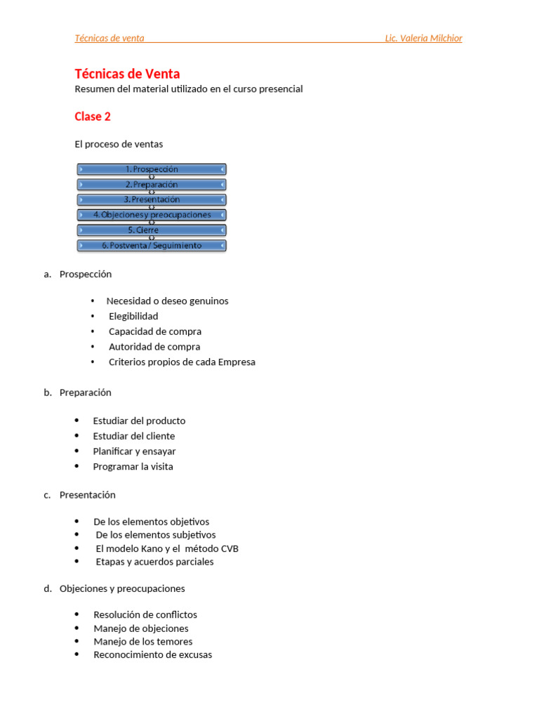 Tecnicas de Venta Clase 2 | PDF