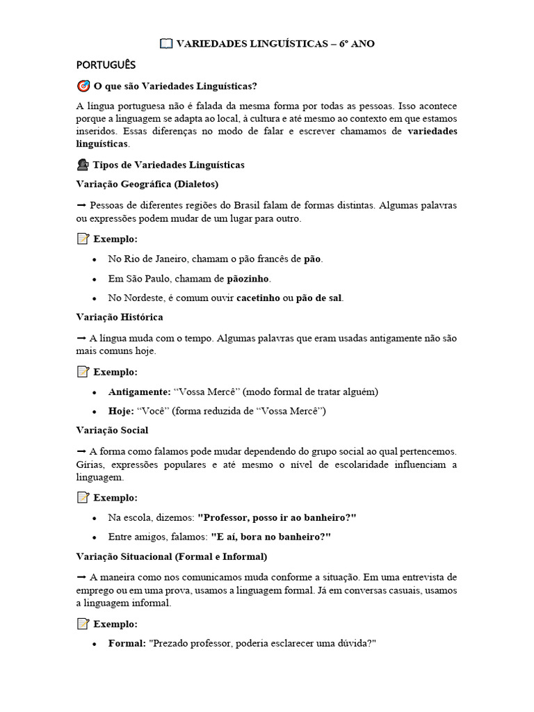 Variedades Linguísticas no Português | PDF | Comunicação humana
