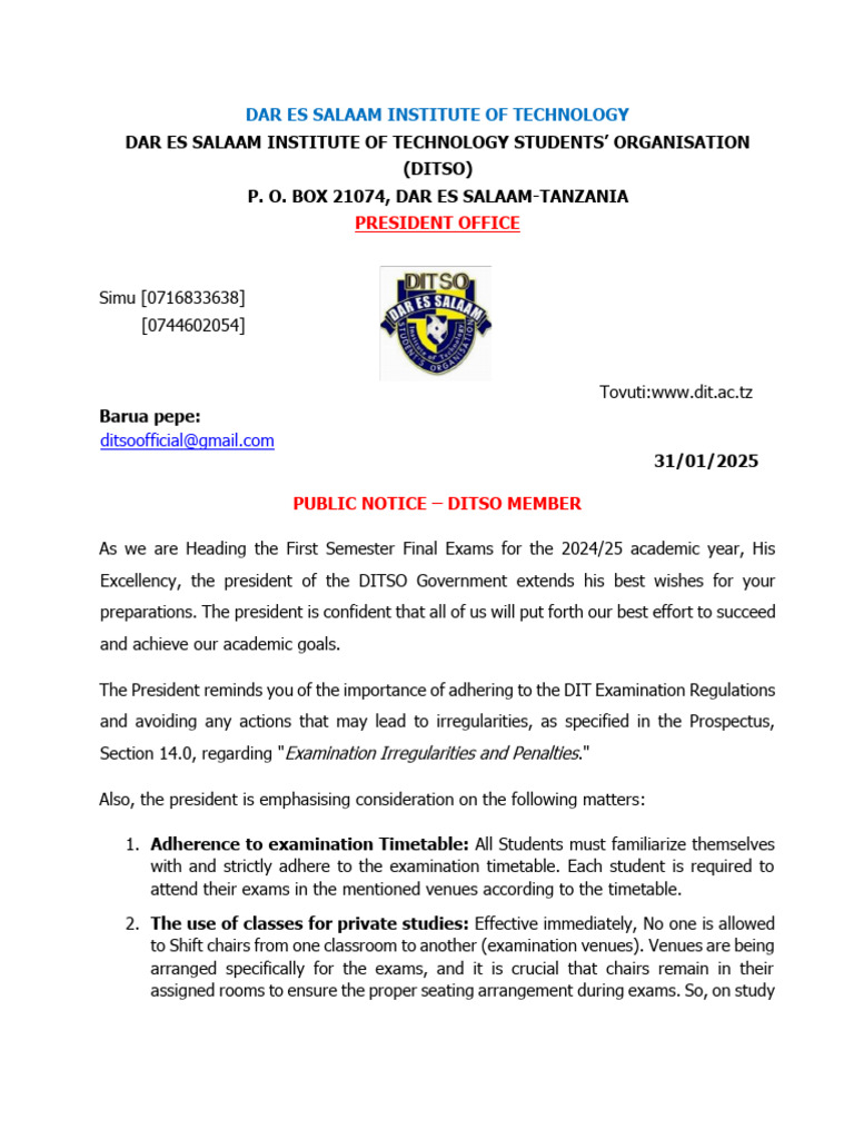 Letter To Ditso Member | PDF