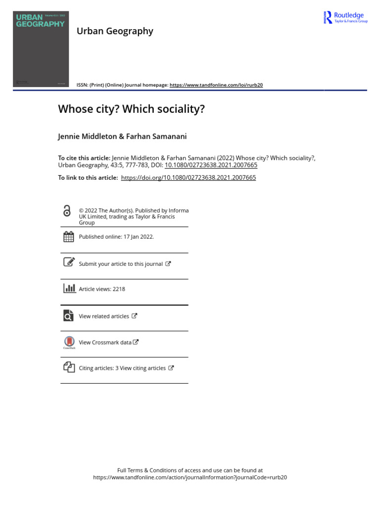 Social Infrastructure and Urban Sociality | PDF | Sociology | Anthropology