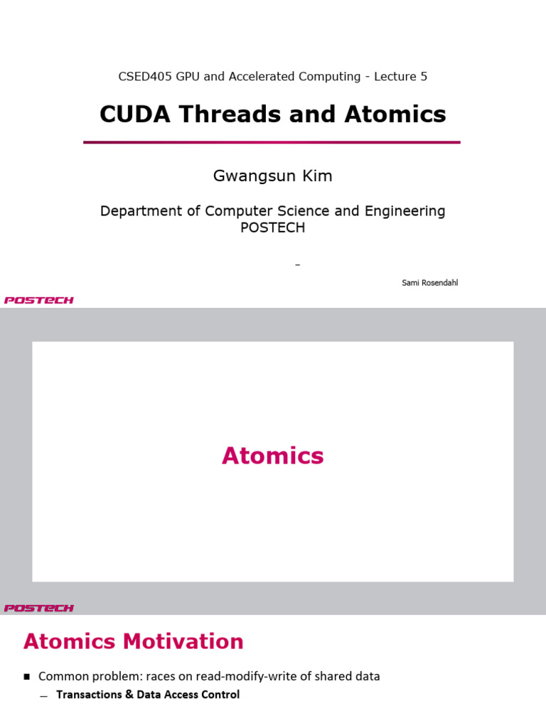 CUDA Atomics and Thread Management | PDF | Integer (Computer Science ...