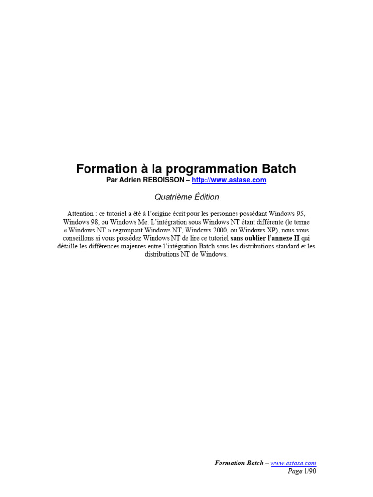 Introduction à la programmation Batch | PDF | Architecture ...