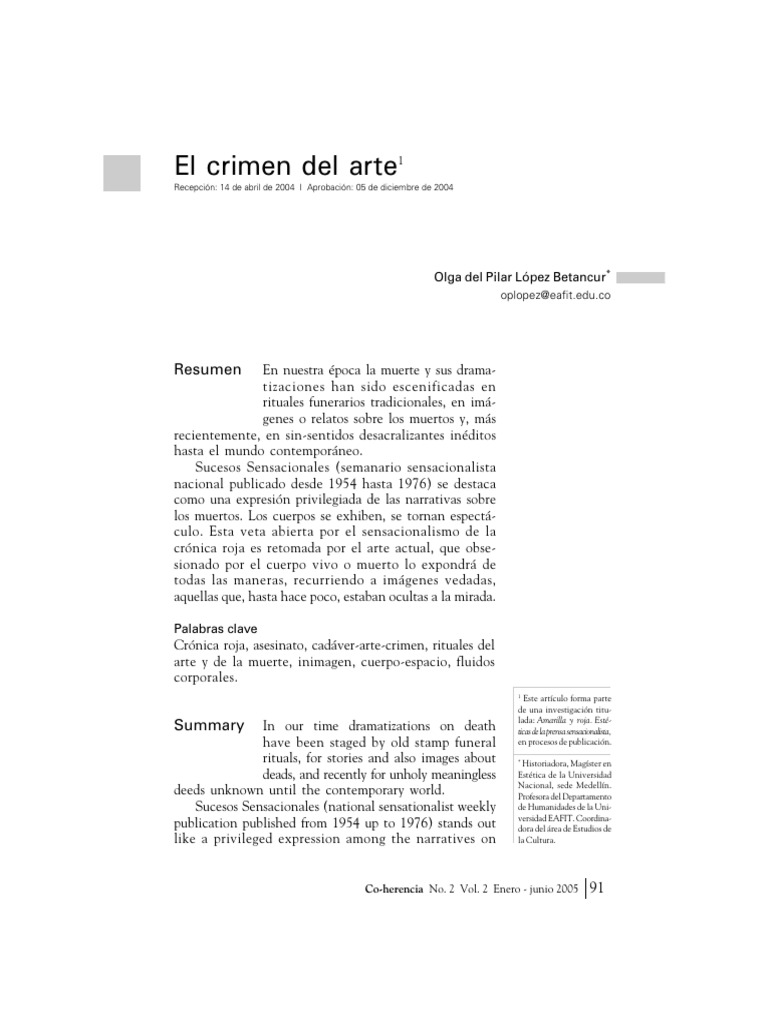 Crimen y arte: narrativas de muerte | PDF | Funeral | Cadáver