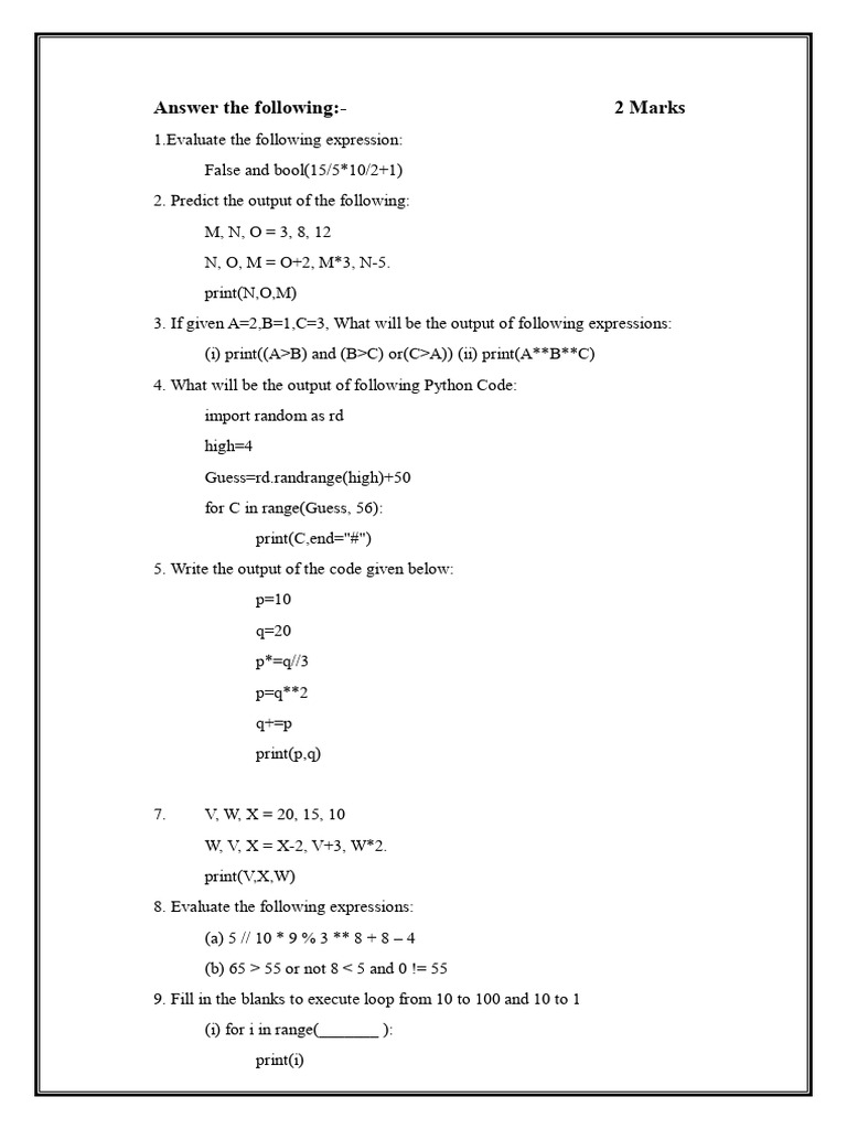 Revision Tour - 1 (2 Marks) | PDF | Software Development | Computer Science