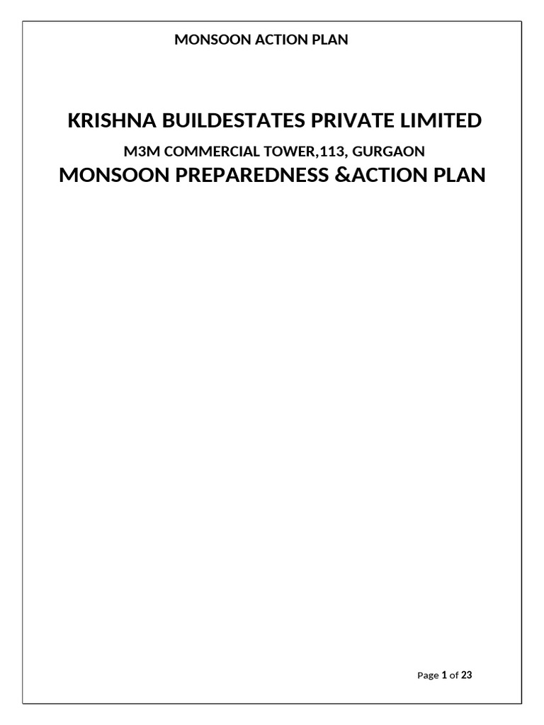 Monsoon Preparedness Action Plan | PDF | Flood | Waste