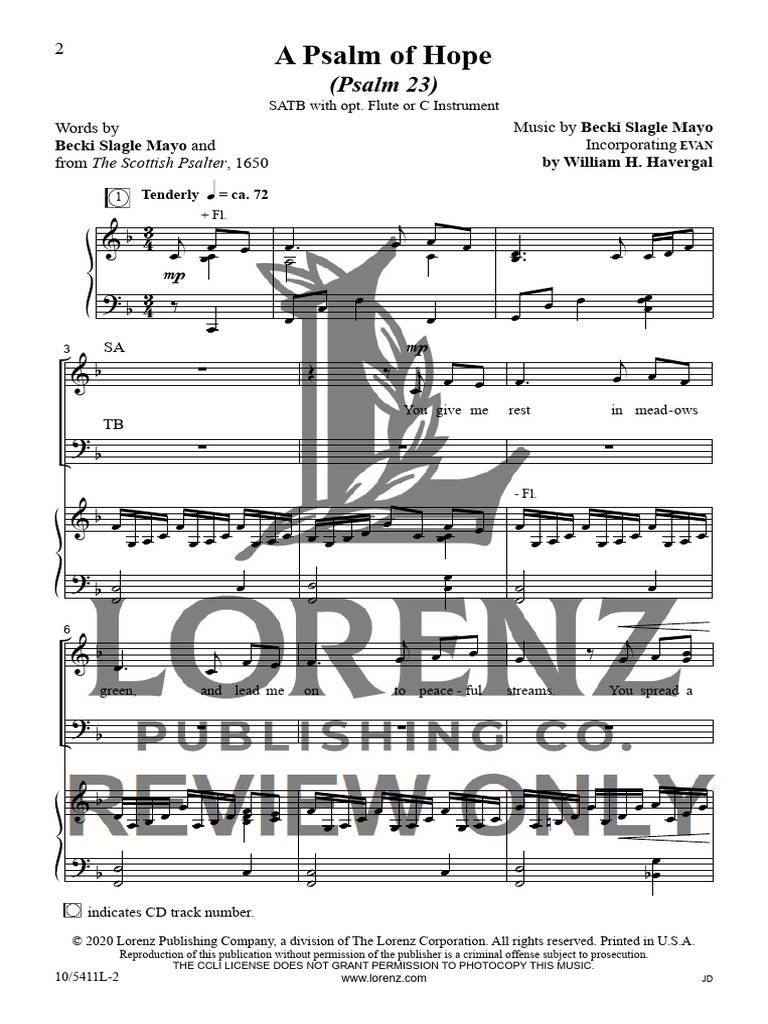 Psaume 23 : Chant d'espoir SATB | PDF