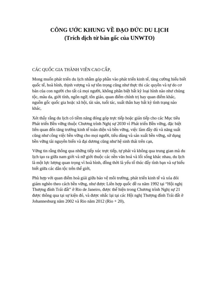 Cong Uoc Dao Duc Du Lich Dich Mot Phan | PDF