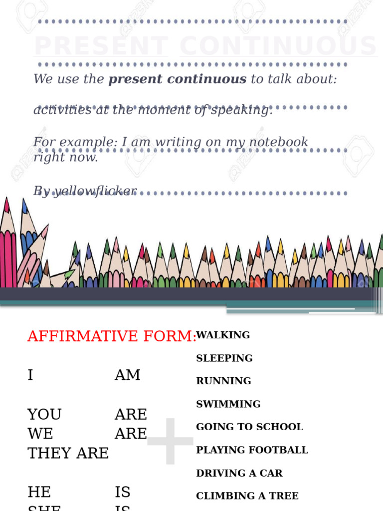 Present Continuous Tense Guide | PDF