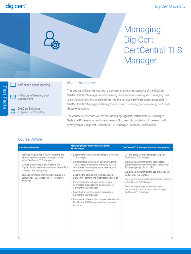 Managing DigiCert CertCentral TLS | PDF | Transport Layer Security ...
