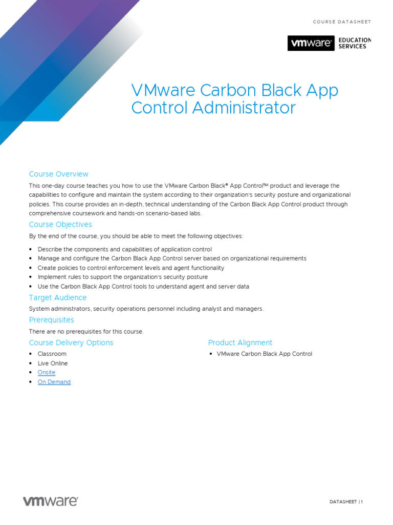 VMware Carbon Black App Control Training | PDF | Trademark | Copyright
