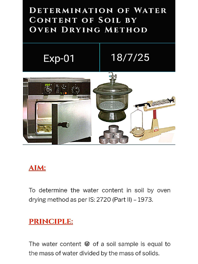 Exp 1 Water Content Of Soil Pdf