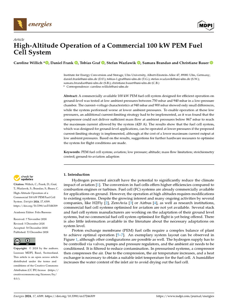 High-Altitude PEM Fuel Cell Performance | PDF | Diffusion | Fuel Cell