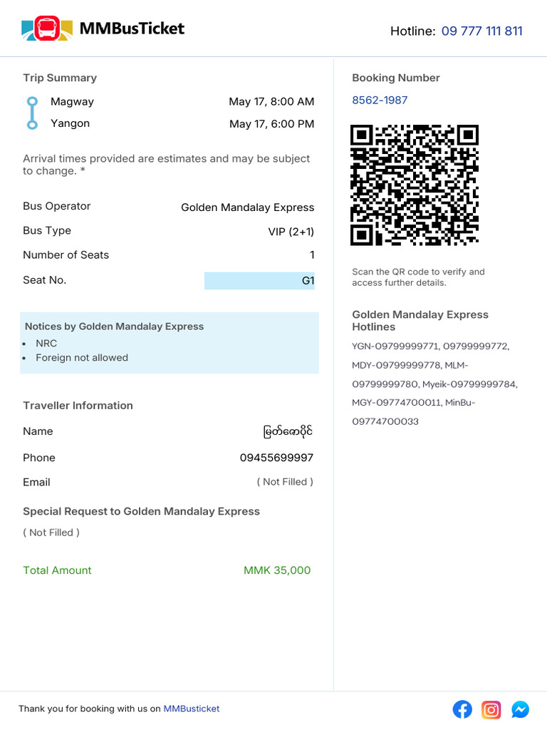 Booking Confirmation 8562-1987 | PDF