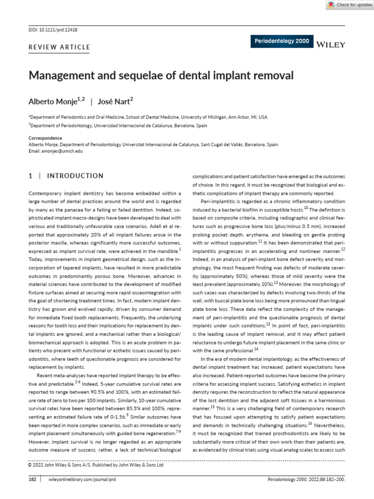Dental Implant Removal Management | PDF | Dental Implant | Dentistry ...