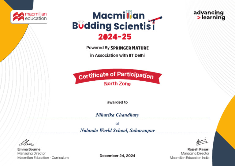 Niharika Chaudhary Nalanda World School North 351 | PDF