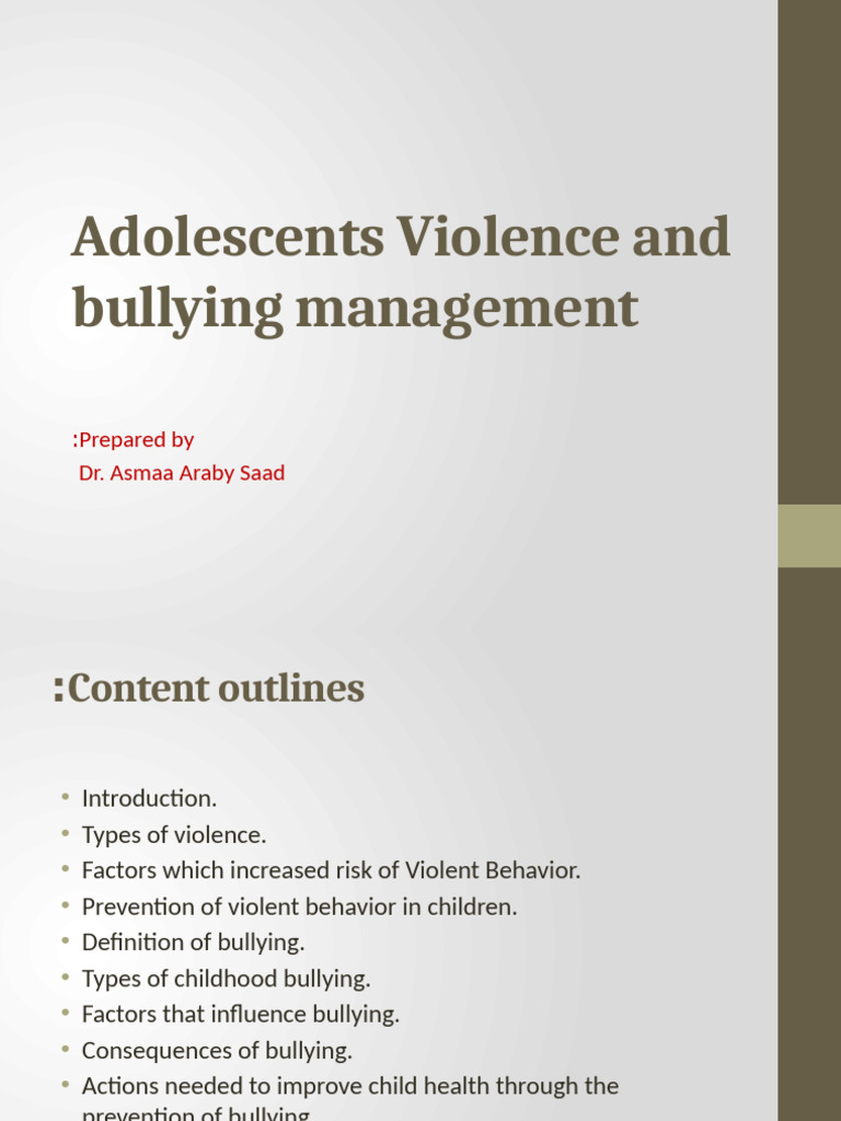 Understanding Violent Behavior in Youth | PDF | Violence | Bullying