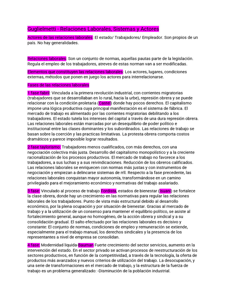 Resumen Parcial RRLL | PDF | Derecho laboral | Relaciones laborales