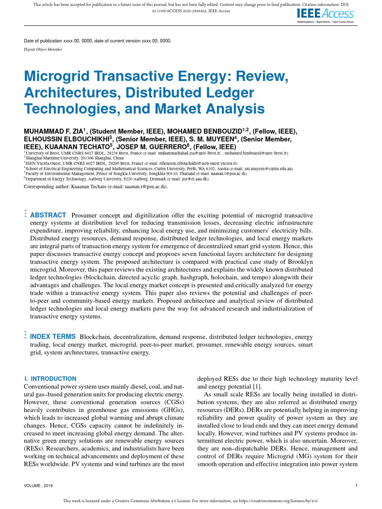 Microgrid Transactive Energy Systems Review | PDF | Electrical Grid ...