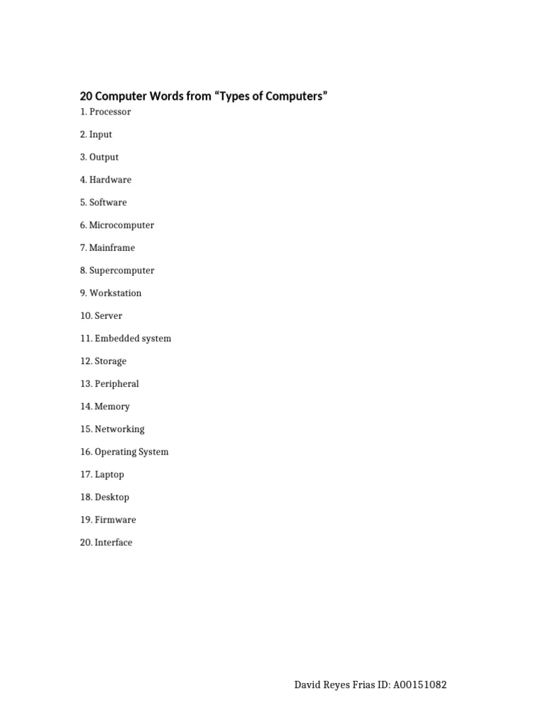 Computer Words Types of Computers | PDF