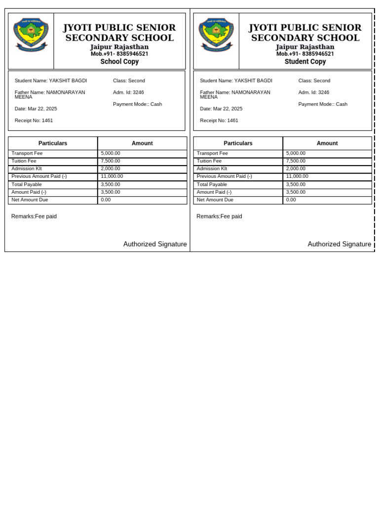 Fee Receipt | PDF