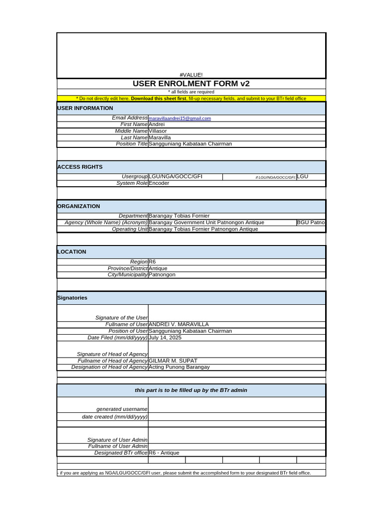 User Enrolment Form for LGU/NGA/GFI | PDF | Transport | Computing