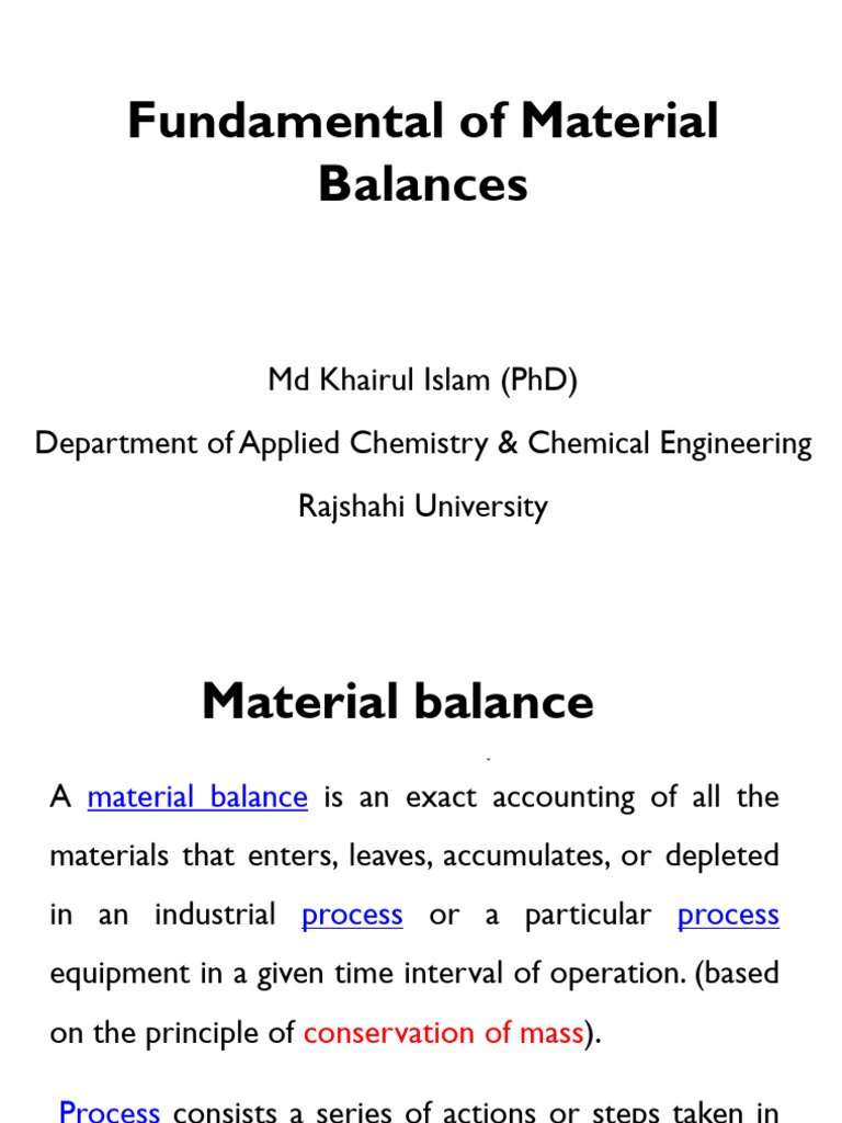 Fundamentals of Materials Balances | PDF | Stoichiometry | Chemistry