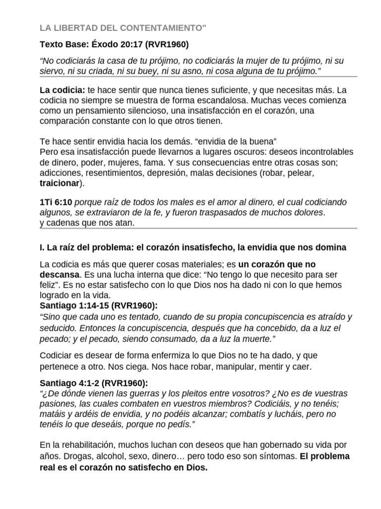 No Codiciar. La Libertad Del Contentamiento | PDF | Cristo (título ...