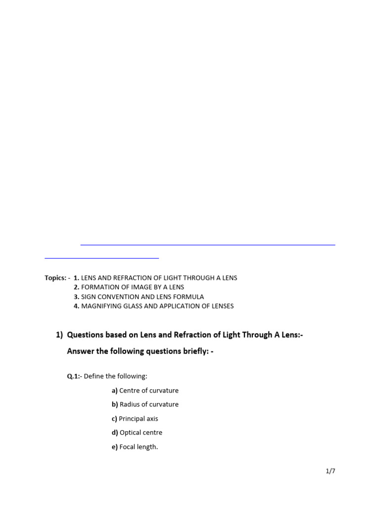 Laws of Refraction and Lens Basics | PDF | Lenses | Optics