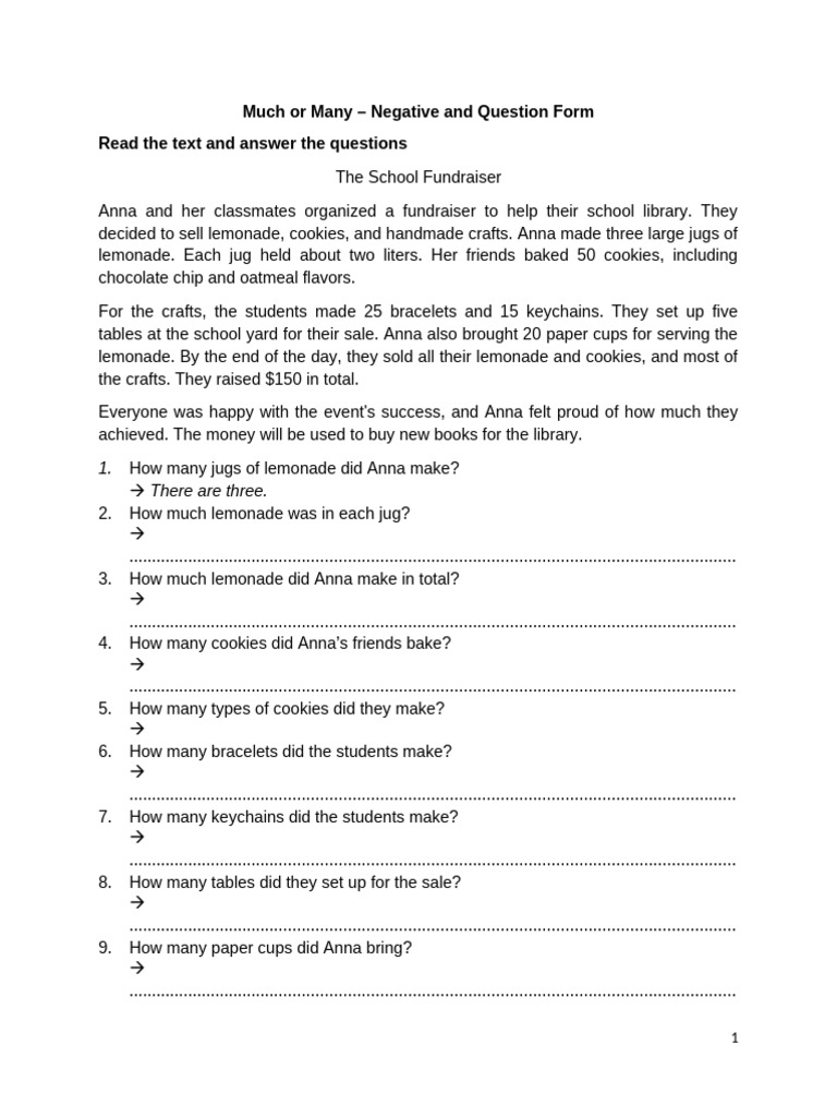 Much or Many - Negative and Question Form | PDF | Foods | Cuisine