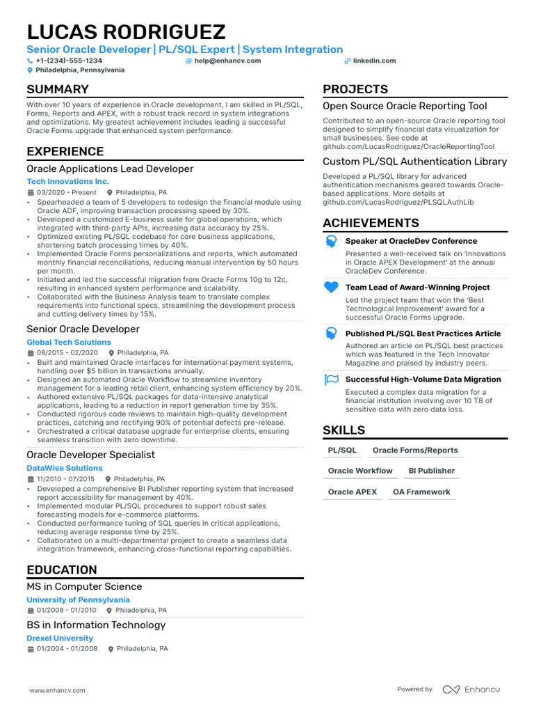 Lucas Rodriguez Resume | PDF | Oracle Corporation | Pl/Sql