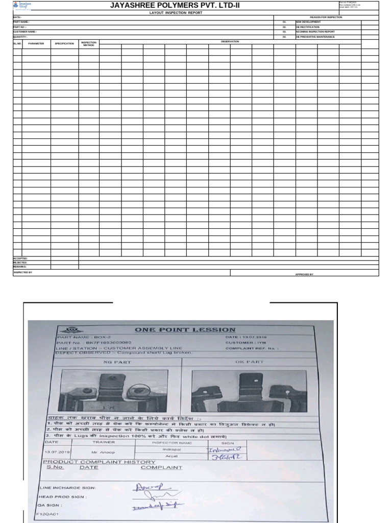 Layout Inspection Report Summary | PDF