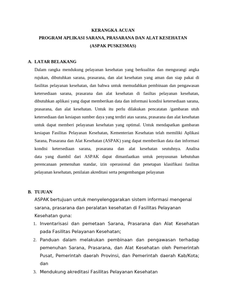 Aplikasi ASPAK untuk Kesehatan Puskesmas | PDF