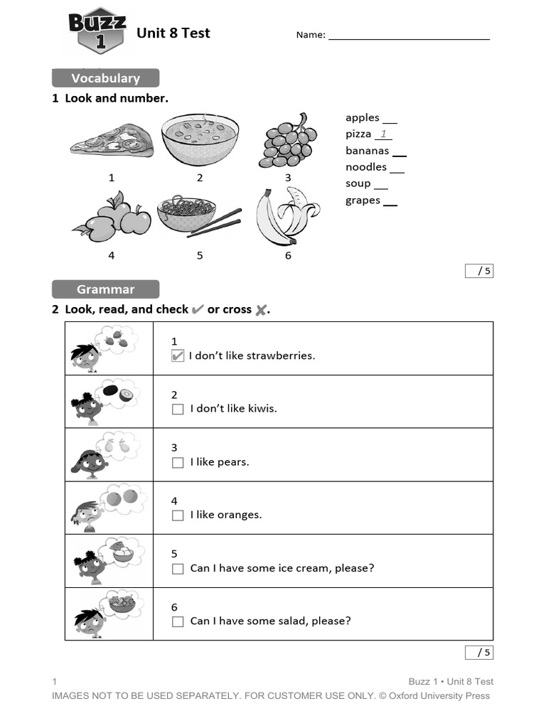 Buzz1 Unit8 Test | PDF | Vegan Cuisine | Edible Fruits